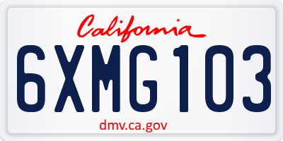 CA license plate 6XMG103