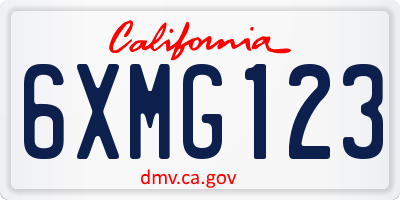 CA license plate 6XMG123