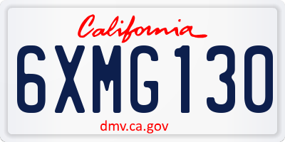 CA license plate 6XMG130