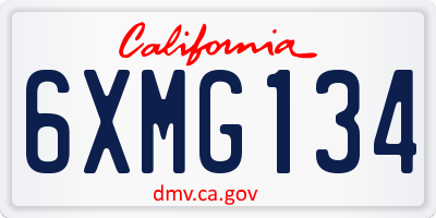 CA license plate 6XMG134