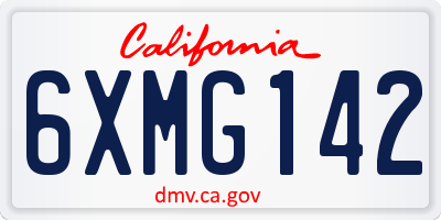 CA license plate 6XMG142