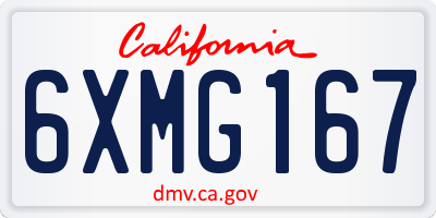 CA license plate 6XMG167