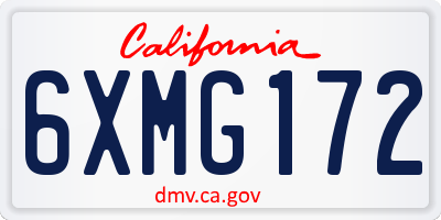 CA license plate 6XMG172
