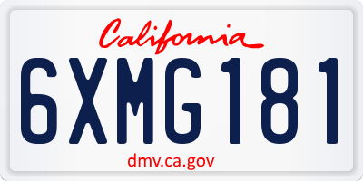 CA license plate 6XMG181