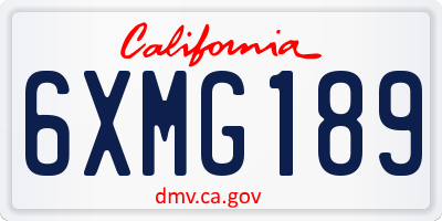 CA license plate 6XMG189