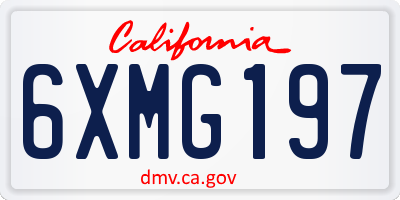 CA license plate 6XMG197