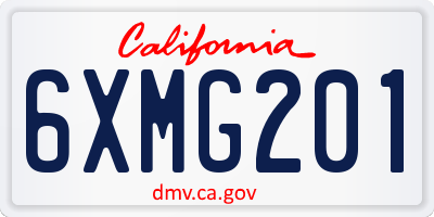 CA license plate 6XMG201