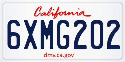 CA license plate 6XMG202