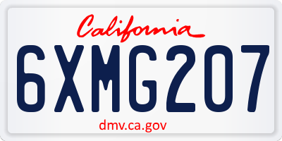 CA license plate 6XMG207
