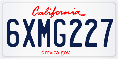 CA license plate 6XMG227