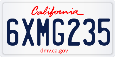 CA license plate 6XMG235