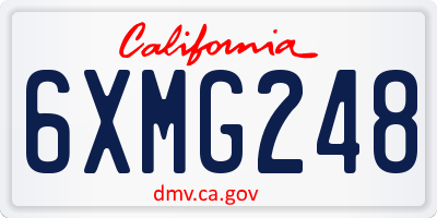 CA license plate 6XMG248