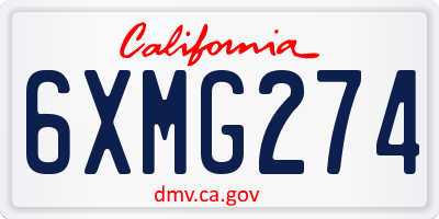 CA license plate 6XMG274