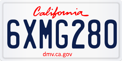 CA license plate 6XMG280