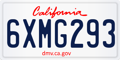 CA license plate 6XMG293