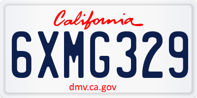 CA license plate 6XMG329