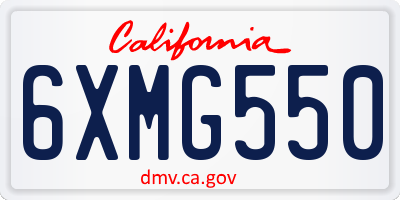 CA license plate 6XMG550