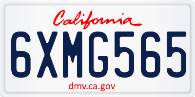 CA license plate 6XMG565