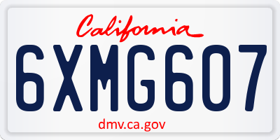 CA license plate 6XMG607