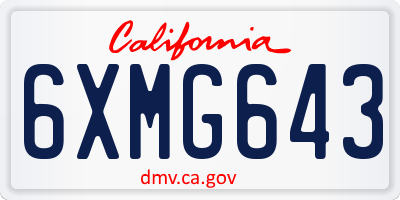 CA license plate 6XMG643