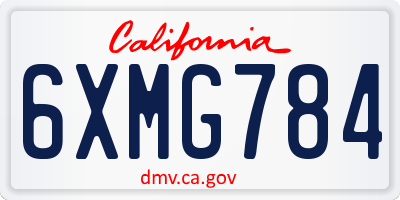 CA license plate 6XMG784