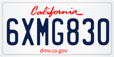 CA license plate 6XMG830