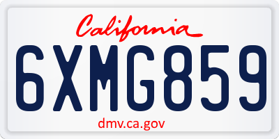 CA license plate 6XMG859