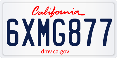 CA license plate 6XMG877