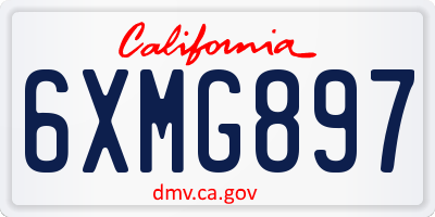 CA license plate 6XMG897