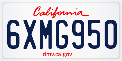 CA license plate 6XMG950
