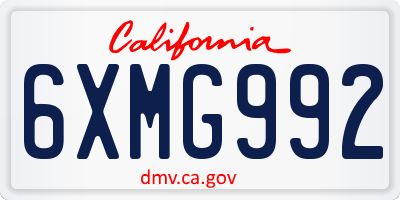 CA license plate 6XMG992