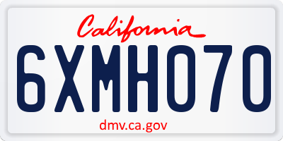 CA license plate 6XMH070