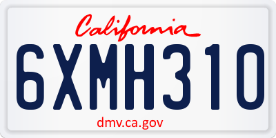 CA license plate 6XMH310