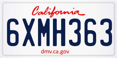 CA license plate 6XMH363