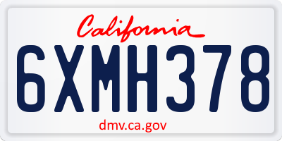 CA license plate 6XMH378