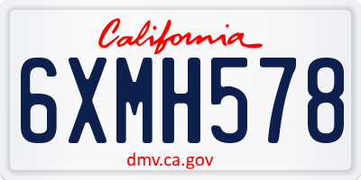 CA license plate 6XMH578