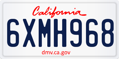 CA license plate 6XMH968