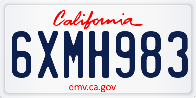 CA license plate 6XMH983