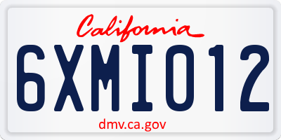 CA license plate 6XMI012