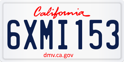 CA license plate 6XMI153