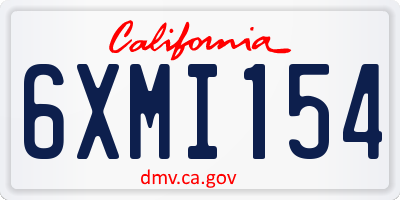 CA license plate 6XMI154