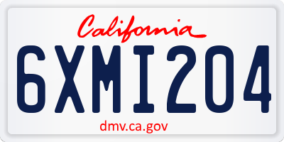 CA license plate 6XMI204