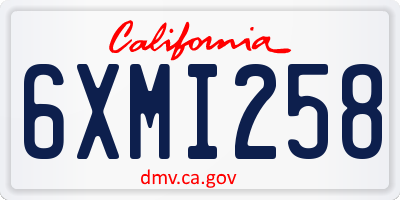 CA license plate 6XMI258