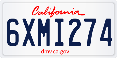 CA license plate 6XMI274