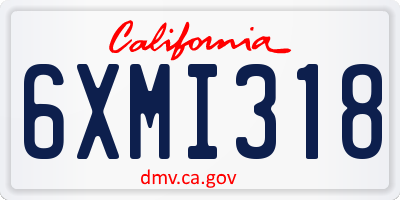 CA license plate 6XMI318