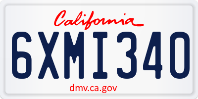 CA license plate 6XMI340