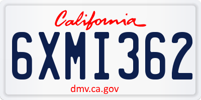 CA license plate 6XMI362