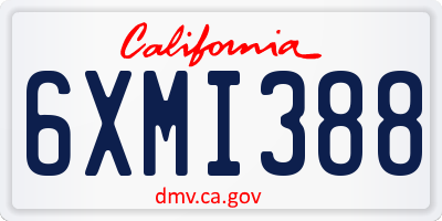 CA license plate 6XMI388