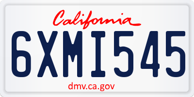 CA license plate 6XMI545