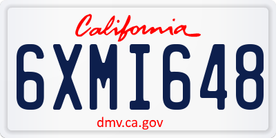 CA license plate 6XMI648